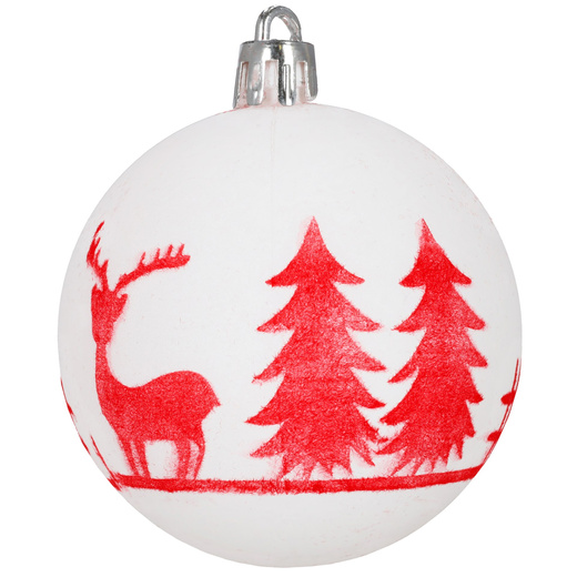 Bombki choinkowe 7 cm 12 szt. zestaw ozdoby świąteczne zdobione matowe, białe z wzorami