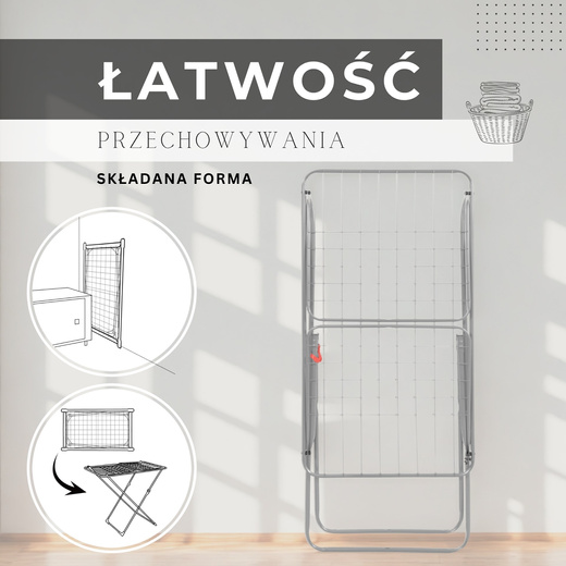 Suszarka na pranie składana teleskopowa na ubrania, bieliznę