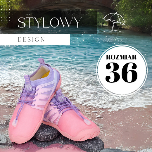 Buty do wody damskie rozm. 36 szybkoschnące buty na plażę, do pływania różowo-fioletowe