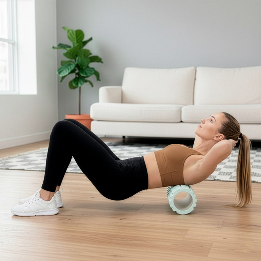 Wałek do masażu, średnio twardy, roller z wypustkami, miętowy