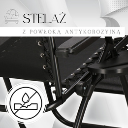 Leżak zero gravity z zagłówkiem ogrodowy na taras balkon czarny