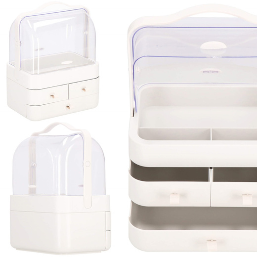 Organizer na kosmetyki 39,5x29,8x20,4cm mleczny pojemnik na biżuterię z przegródkami