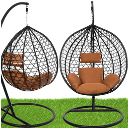 Kokon rattanowy do ogrodu, na taras, balkon, fotel wiszący z poduszkami