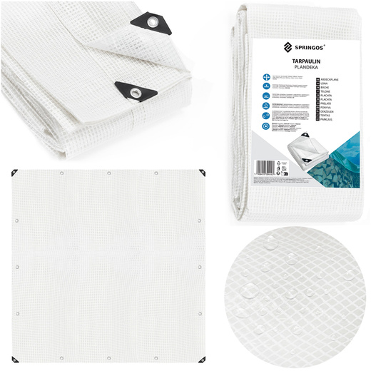 Plandeka 4x4m 100g/m2 gruba płachta ochronna biała, transparentna
