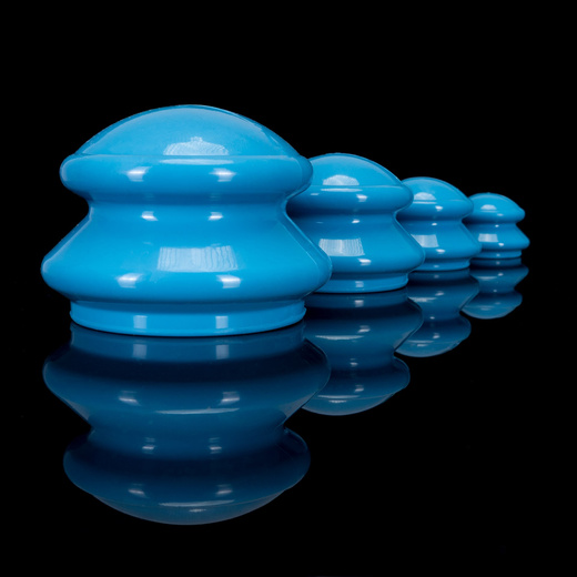 Bańki chiński, gumowe do masażu zestaw 4 szt. antycellulitowy, niebieskie