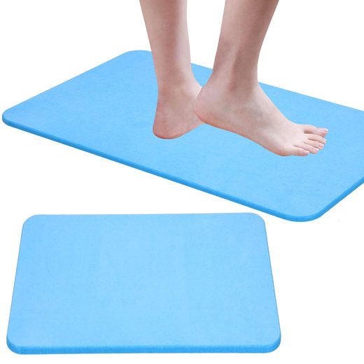 Mata łazienkowa diatomitowa 60x40x0,9 cm antypoślizgowy dywanik niebieski