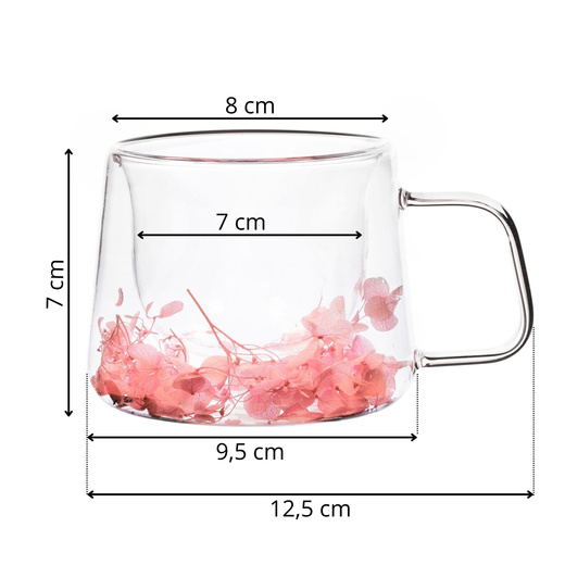 Szklanka termiczna do kawy 180 ml filiżanka z podwójnym dnem na herbatę, z kwiatami 