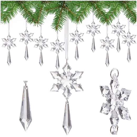 Zawieszki choinkowe kryształki sopelki na choinkę 13 cm ozdoby choinkowe 10 szt.