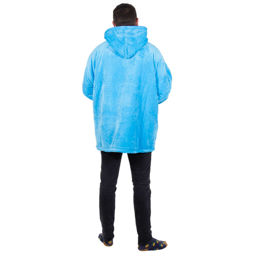 Kocobluza damska męska oversize koc bluza 2w1 z kapturem XXL ciepła morski niebieski