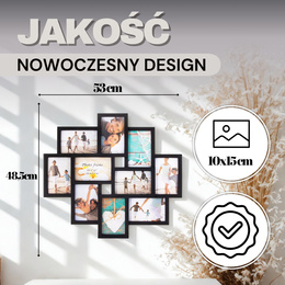 Ramka na zdjęcia 10 zdjęć multiramka 10x15 czarna