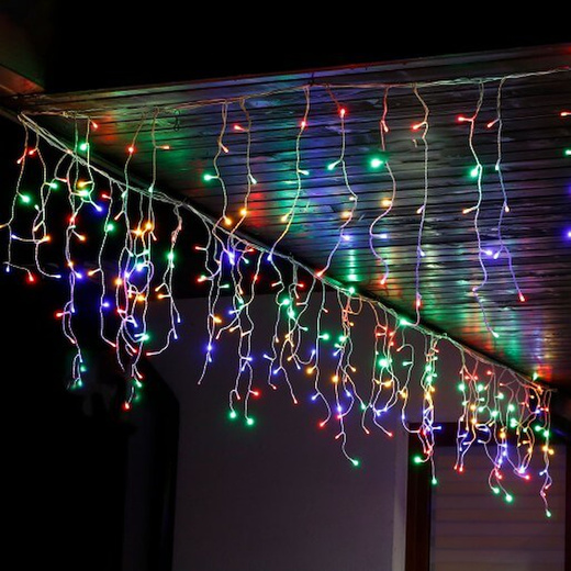 Kurtyna świetlna 1000 led girlanda, lampki wewnętrzno-zewnętrzne 45 m sople multikolor