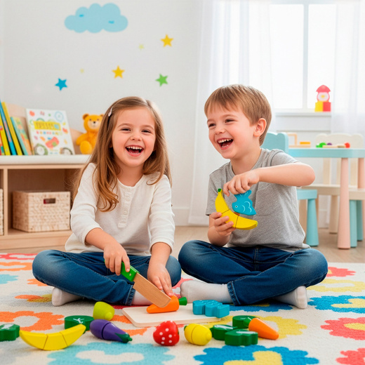 Owoce i warzywa drewniane dla dzieci, nożyk do krojenia, zabawki zestaw 13 el. kolorowe