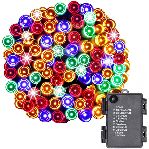Lampki choinkowe 50 Led na baterie IP44 multikolor z programatorem