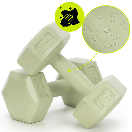 Ciężarki 2x1,5kg hexagonalne do ćwiczeń fitness hantle zestaw 2 szt. zielone