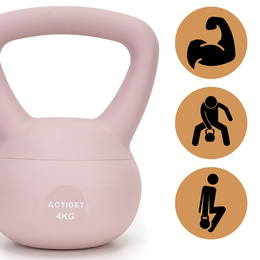 Kettlebell miękki 4kg kula odważnik hantla ciężar do ćwiczeń fitness, jasnoróżowy