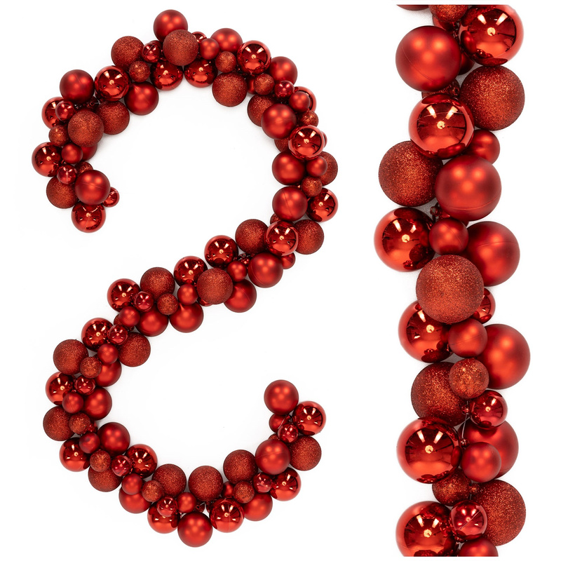 Girlanda świąteczna 160 cm łańcuch z bombek 130 szt. czerwone