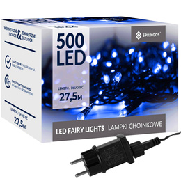 Lampki choinkowe 500 led niebieski + flash 25m oświetlenie świąteczne IP44