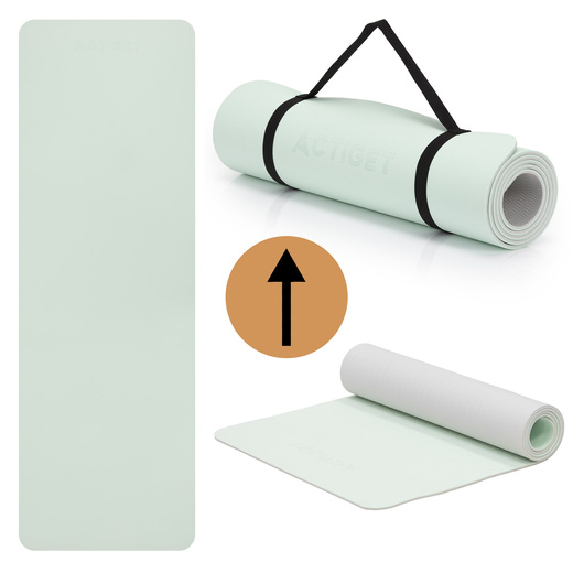 Mata do jogi, ćwiczeń fitness 183x61 cm antypoślizgowa, materac do stretchingu, miętowy
