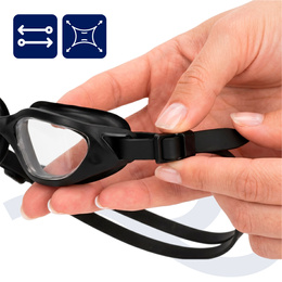 Okulary do pływania z zatyczkami do uszu, nosa zestaw okularki na basen UV Anti-fog