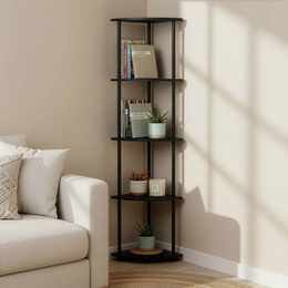 Regał narożny z 5 półkami do salonu 147 cm czarny