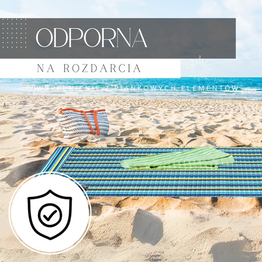 Mata plażowa z poduszką 180x60 cm karimata piankowa, kolorowe pasy
