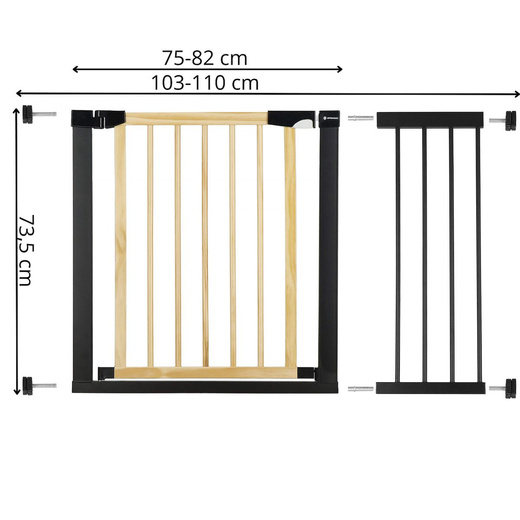 Bramka zabezpieczająca schody 75-110 cm bramka rozporowa brązowo-czarna