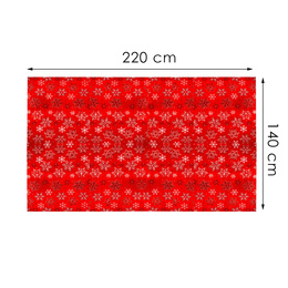 Bieżnik na stół 140 x 220 cm obrus świąteczny ze śnieżynkami czerwony