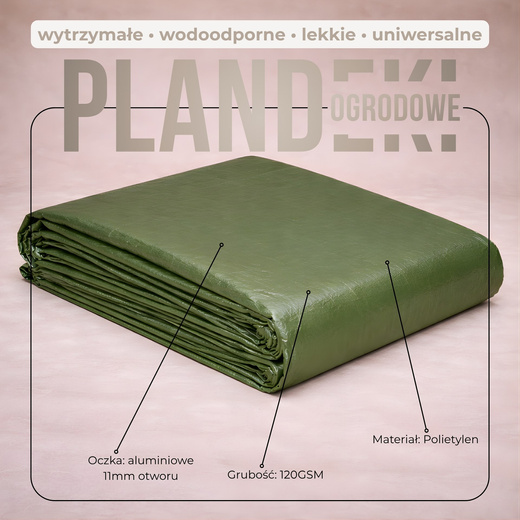 Plandeka 4x6m 120g/m2 gruba płachta ochronna zielona