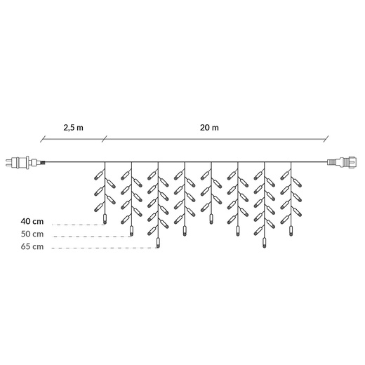 Kurtyna świetlna 500 led girlanda, lampki wewnętrzno-zewnętrzne sople ciepły biały z zimnym białym flash
