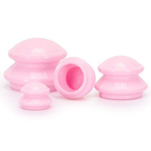 Bańki chiński, gumowe do masażu zestaw 4 szt. antycellulitowy, różowe