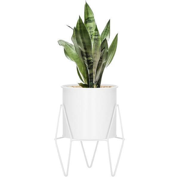 Stojący kwietnik 22 cm stojak z doniczką na kwiaty nowoczesny loft biały mat