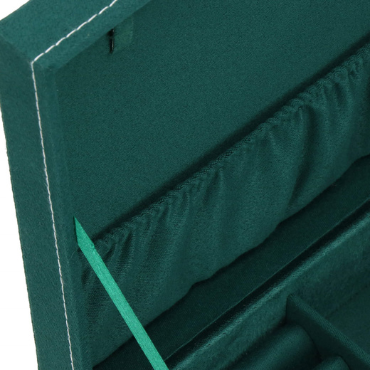 Szkatułka na biżuterię 28x19,5x7 cm zielony welurowy organizer z przegródkami