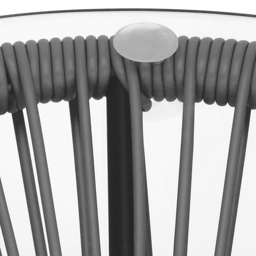 Stół ogrodowy rattanowy ze szklanym blatem 50 cm okrągły stolik na balkon czarno-szary