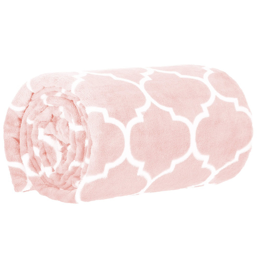 Narzuta na łóżko, pled 150x200 cm, koc na kanapę różowy marokańska koniczyna