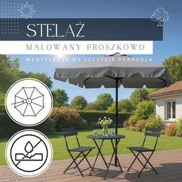 Parasol ogrodowy z korbą 240 cm duży składany na balkon, taras ciemnoszary