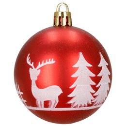 Bombki choinkowe 7 cm 12 szt. zestaw ozdoby świąteczne zdobione półmatowe, czerwone białe