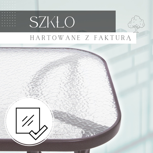 Meble ogrodowe 4 krzesła, stół ze szkłem hartowanym zestaw dla 4 osób brązowy