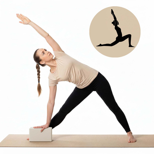Kostka do jogi piankowa EVA 23x15x7,5 cm klocek blok do ćwiczeń pilates stretching beżowy