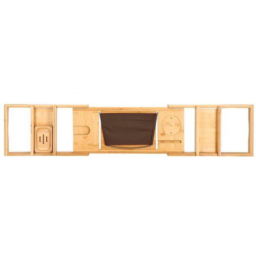 Półka na wannę regulowana 75-110,5 cm, nakładka bambusowa