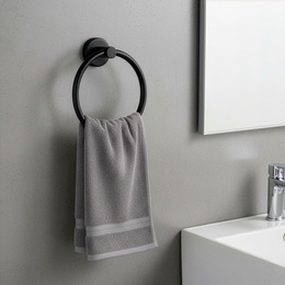 Wieszak na ręczniki, łazienkowy okrągły, uchwyt na ręczniki, czarny