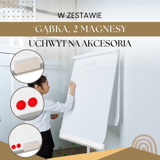 Flipchart tablica magnetyczna suchościeralna 101x72 cm