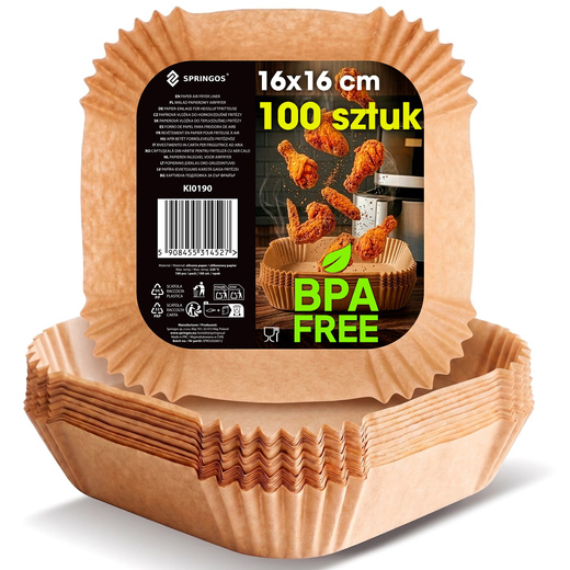 Wkłady papierowe do Airfryer 100 szt. tacki do frytkownicy beztłuszczowej 23 x 23 cm