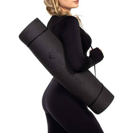Gruba mata do ćwiczeń jogi fitness 183 cm czarna