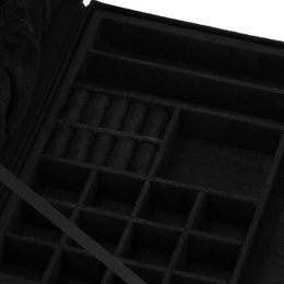 Szkatułka na biżuterię 26x26x9 cm czarny, welurowy organizer z przegródkami
