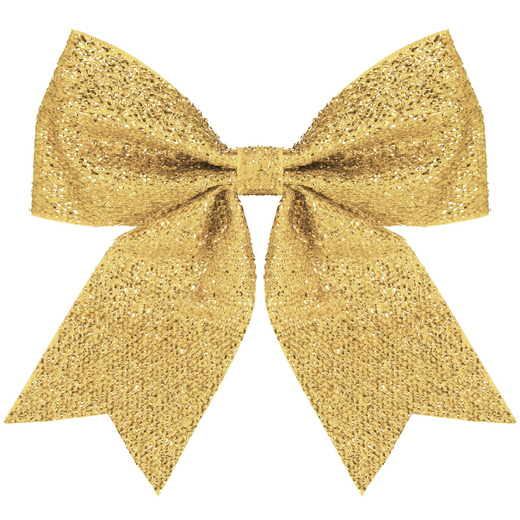 Kokardka świąteczna na choinkę 22 cm brokatowa zawieszka choinkowa złota