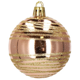 Bombki choinkowe rose gold 24 szt. różowy 6cm zestaw choinkowy