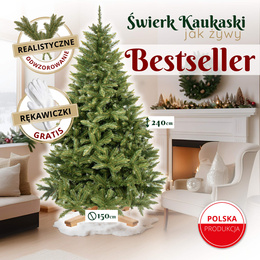 Choinka sztuczna 240 cm świerk kaukaski Premium Royal Trees drzewko świąteczne jak żywe
