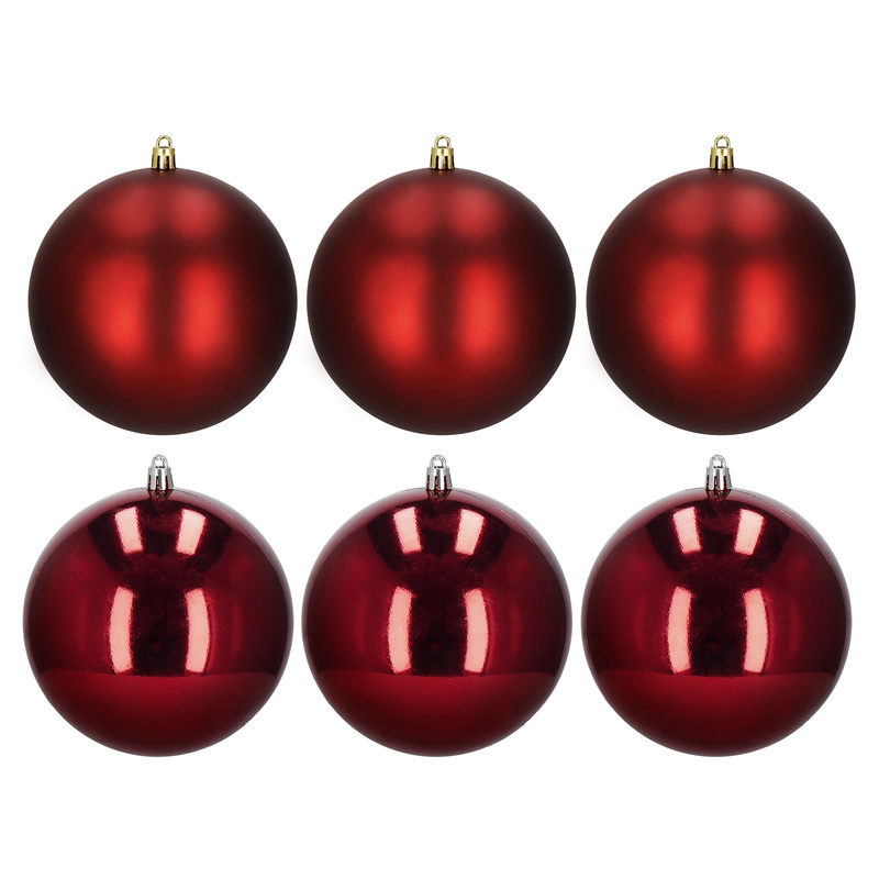 Bombki choinkowe 13 cm 6 szt. zestaw ozdoby świąteczne półmatowe i połyskujące czerwone