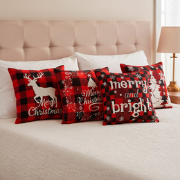 Poszewka dekoracyjna 40x40cm na poduszkę zestaw 4 szt. wzory świąteczne