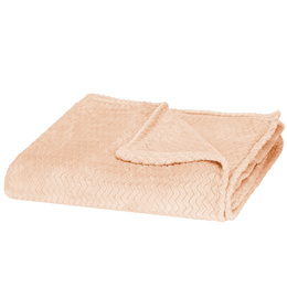 Narzuta na łóżko, pled 70x160cm tłoczony, dwustronny koc na kanapę brzoskwiniowy